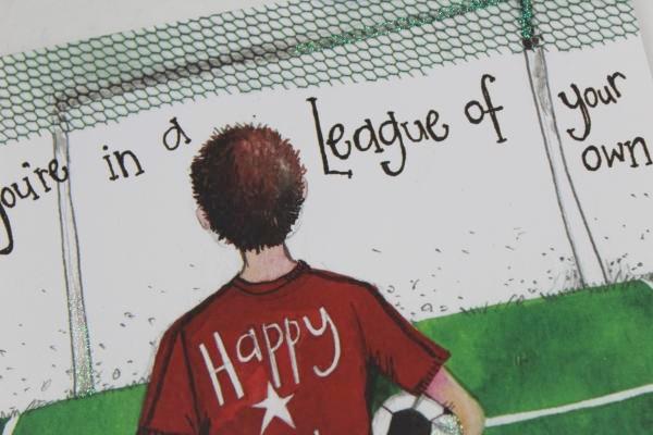 Alex Clark for him Happy Birthday You're in a league of your own football footie for kids Happy Birthday card Nickery Nook