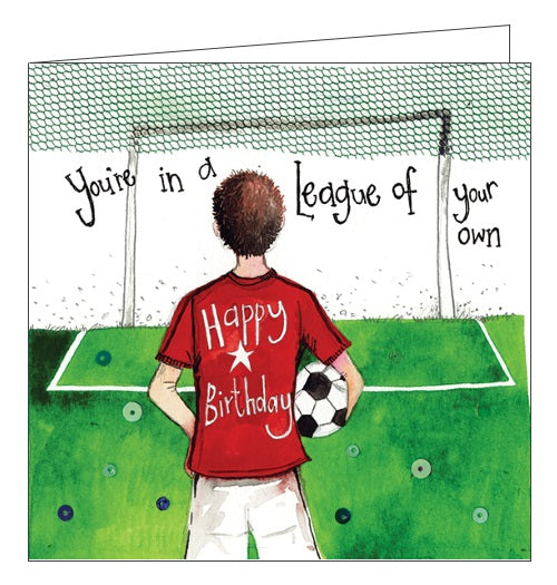 Alex Clark for him Happy Birthday You're in a league of your own football footie for kids Happy Birthday card Nickery Nook