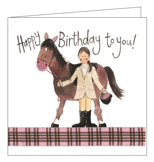Alex Clark girl and pony horse Birthday card Nickery Nook