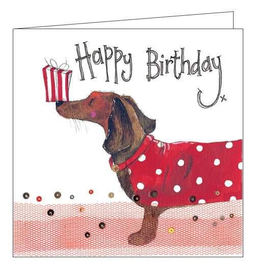 Alex Clark happy birthday dogs dachshund birthday card Nickery Nook