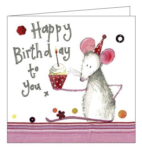 Alex Clark happy birthday to you mouse mice with cupcake sweet treats cake pink happy birthday card Nickery Nook