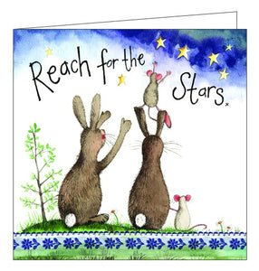 Alex Clark love blank card reach for the stars bunnies rabbits love family card Nickery Nook