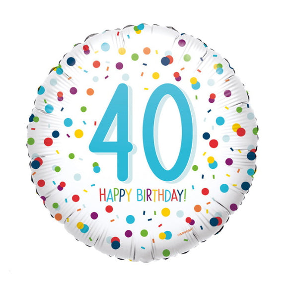 40th Birthday Helium Balloons - Various Designs