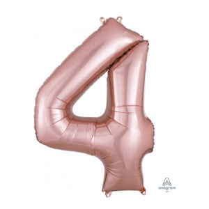 Anagram large rose gold 4 helium balloon