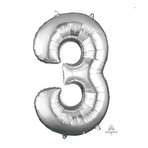 Anagram large silver 3 helium balloon