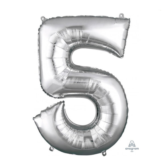 Anagram large silver 5 helium balloon
