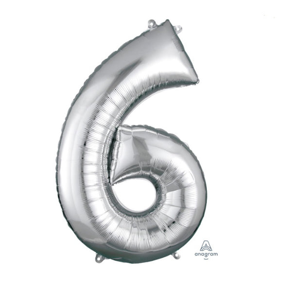 Anagram large silver 6 helium balloon