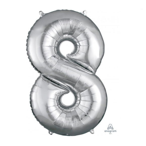 Anagram large silver 8 helium balloon