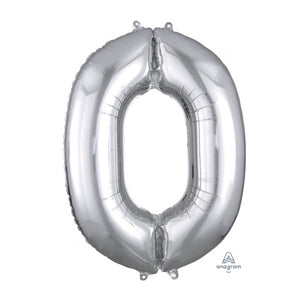 Anagram large silver 0 helium balloon