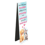 This magnetic book mark for a book-loving friend is decorated with a cute illustration of a cat and dog sitting happily together. Text on the front of the bookmark reads "One of the most beautiful qualities of true friendship it to understand and to be understood". Magnetic strips on these book-marks securely grip the page and ensure you never lose your place. Each bookmark measures approx 3.4cm x 12cm in use.