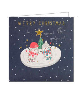 The caption on this Christmas card reads "Merry Christmas to a special Girlfriend".  With christmas card fizzing with champagne, cute penguins, and your favourite symbols of the festive season Belly Button Designs cards capture the warmth and pure joy of Christmas.