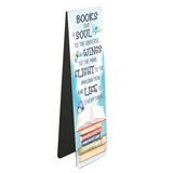 This magnetic book mark is decorated with a flurry of butterflies rising from an open book. Text on the front of the bookmark reads "Books give a soul to the universe, wings to the mind, flight to the motivation and life to everything". 