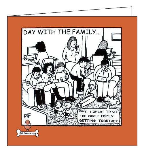 Card Mix Off the leash Rupert Fawcett day with the family dogs blank card Nickery Nook