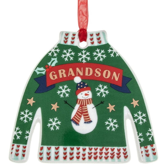 Grandson - Christmas jumper hanging decorations