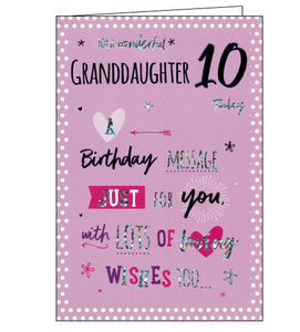 ICG 10th birthday card for granddaughter