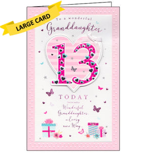ICG 13th birthday card for granddaughter