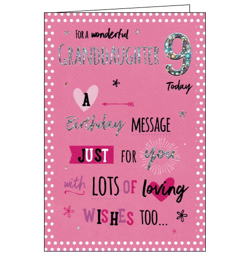 ICG 9th birthday card for granddaughter