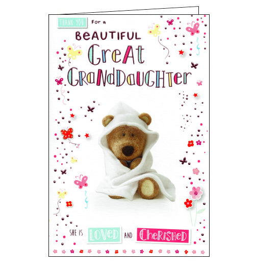 ICG Barley the brown bear new baby great granddaughter card