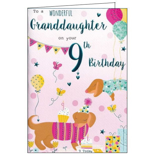 Wonderful Granddaughter on your 9th Birthday card