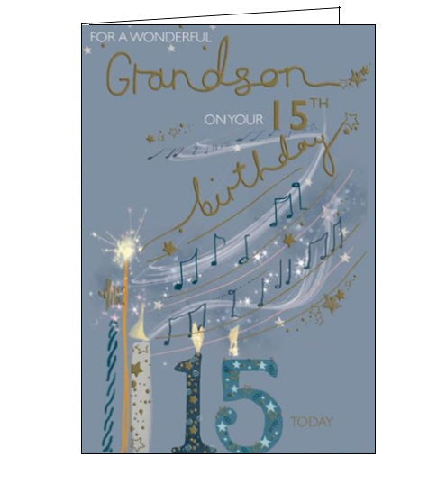 For a Wonderful Grandson 15th Birthday card
