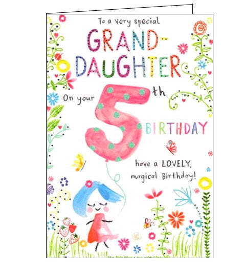 ICG 5 today granddaughter on your 5th birthday card Nickery Nook