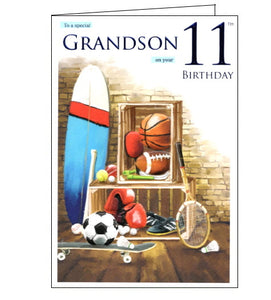 ICG For a special grandson on your 11th birthday card Nickery Nook