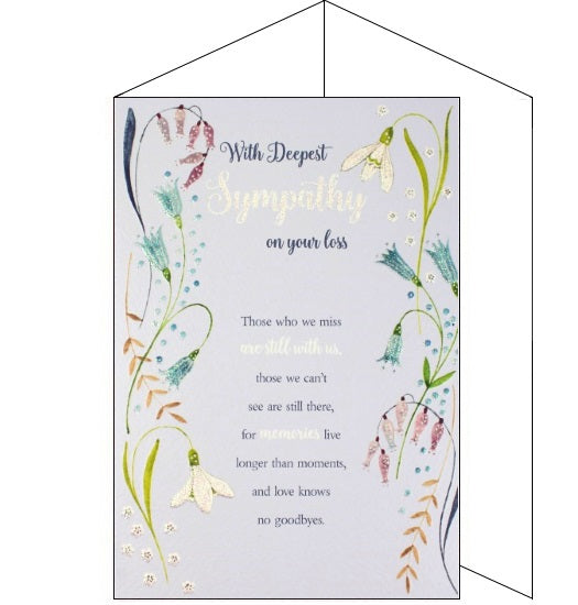 ICG eternal with deepest sympathy on your loss flowers floral snowdrops sympathy card Nickery Nook