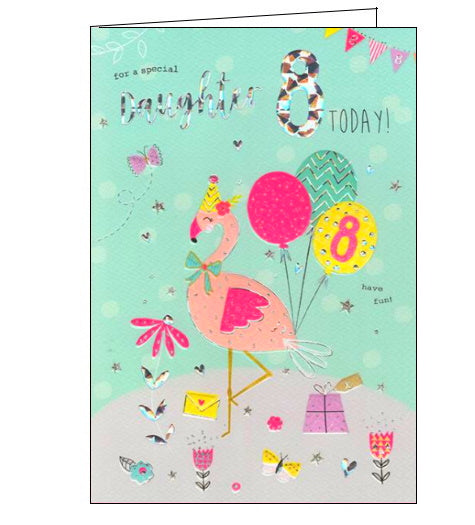 ICG flamingo daughter on your 8th birthday card Nickery Nook