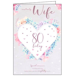 ICG florals flowers lovely wife on your 80th birthday card Nickery Nook