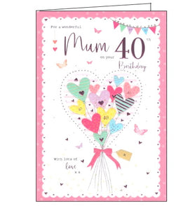 ICG florals flowers wonderful mum on your 40th birthday card Nickery Nook