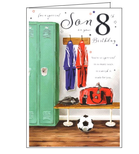ICG football for a special son on your 8th birthday card Nickery Nook