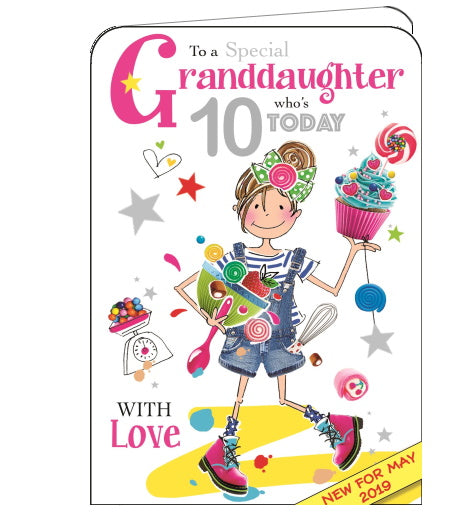 ICG granddaughter on your 10th birthday card Nickery Nook