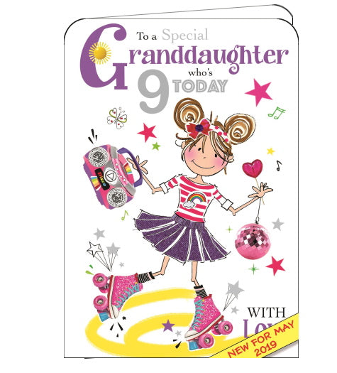 ICG granddaughter on your 9th birthday card Nickery Nook