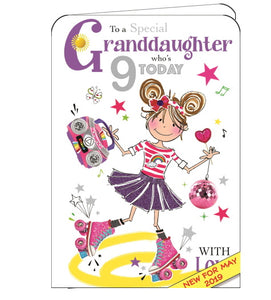 ICG granddaughter on your 9th birthday card Nickery Nook