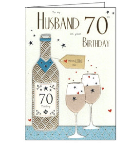 ICG wine husband on your 70th birthday card Nickery Nook