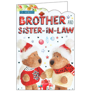 ICG barley brown bear brother and sister in law christmas card