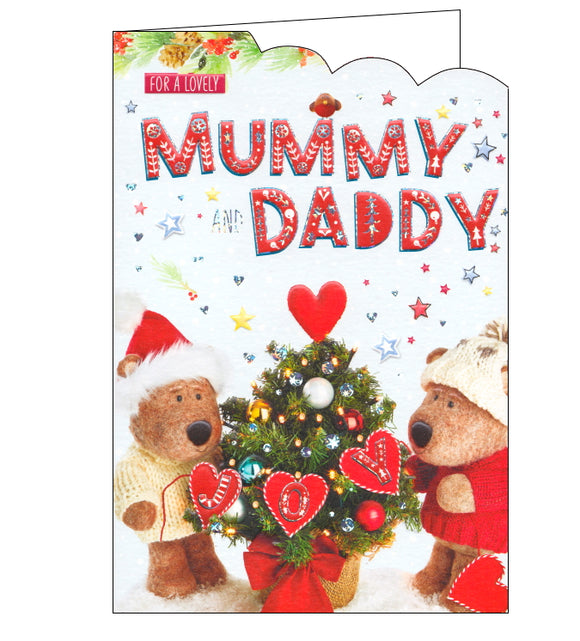 ICG barley brown bear mummy and daddy christmas card