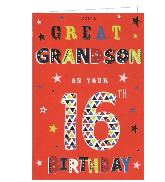 Great Grandson on your 16th Birthday card