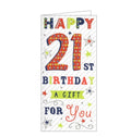 This red, blue and green toned money wallet is perfect for sending a cash, cheque or voucher to someone on their 21st birthday.