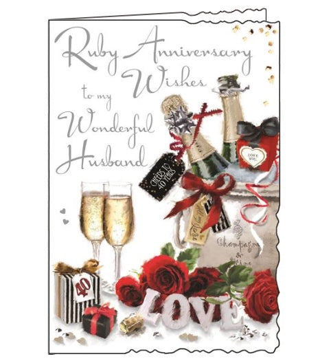 Ruby Anniversary Wishes to my Husband - Jonny Javelin card