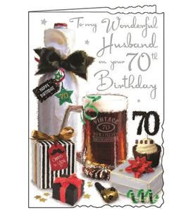 Husband on your 70th Birthday - Jonny Javelin cards
