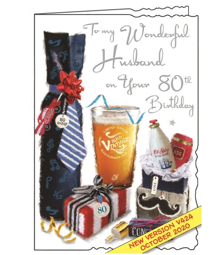 Husband on your 80th Birthday - Jonny Javelin cards