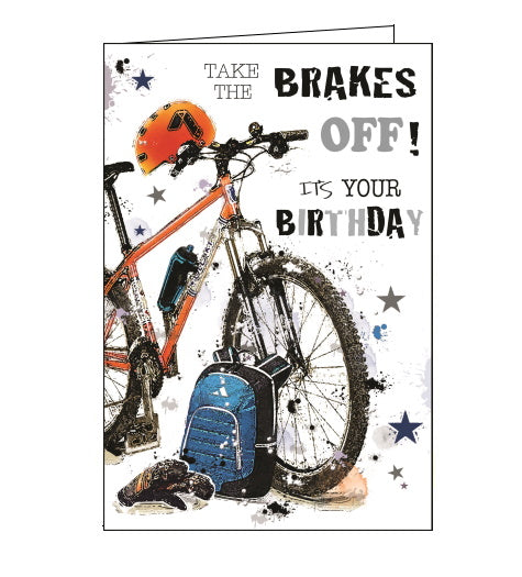 Jonny Javelin mountain biking birthday card