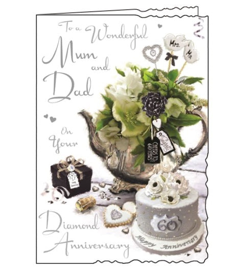 Mum and Dad on your Diamond Wedding Anniversary - Jonny Javelin card
