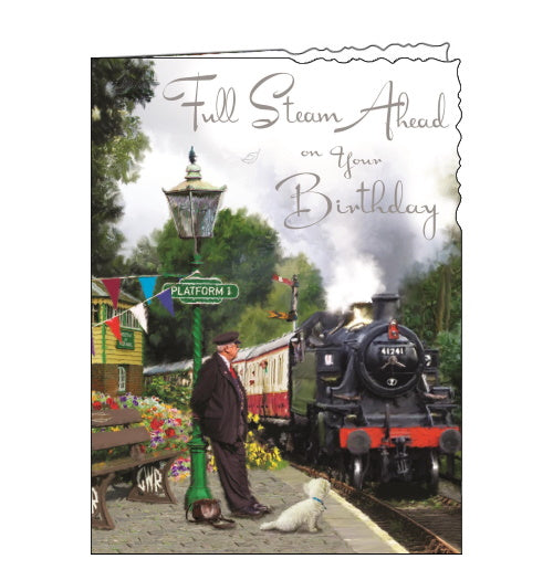 Jonny Javelin steam train birthday card