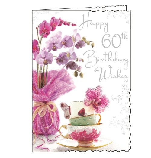 Jonny Javelin velvet glamour flowers 60th birthday card Nickery Nook