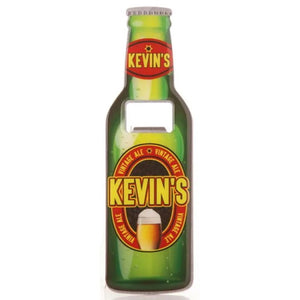A perfect gift for Father's Day, birthdays or just because, this personalised bottle opener is designed to look like a crown-capped bottle of beer - complete with labels that read "Kevin" around the neck and and "Kevin's Vintage Ale" across the middle.