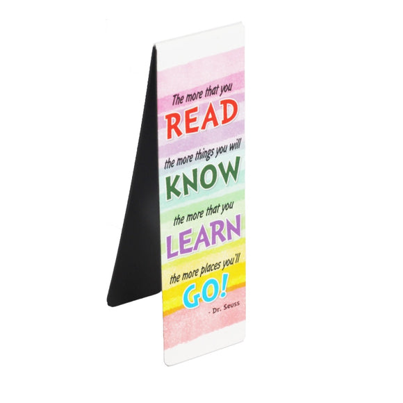 Perfect for young readers - and young-at-heart readers, this magnetic bookmark is decorated with a colourful quotation from Dr Seuss that reads 
