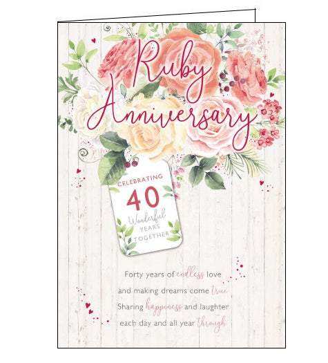 Noel Tatt 40 wonderful years together ruby anniversary card Nickery Nook