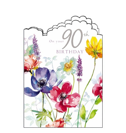 Noel Tatt flowers florals on your 90th birthday card Nickery Nook